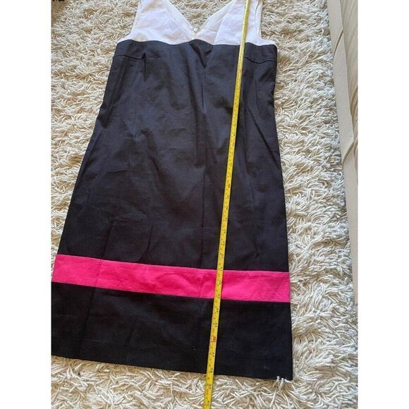 DKNY Dress Color Block Black Pink White Sheath Medium V-Neck Colorblock - Picture 8 of 8